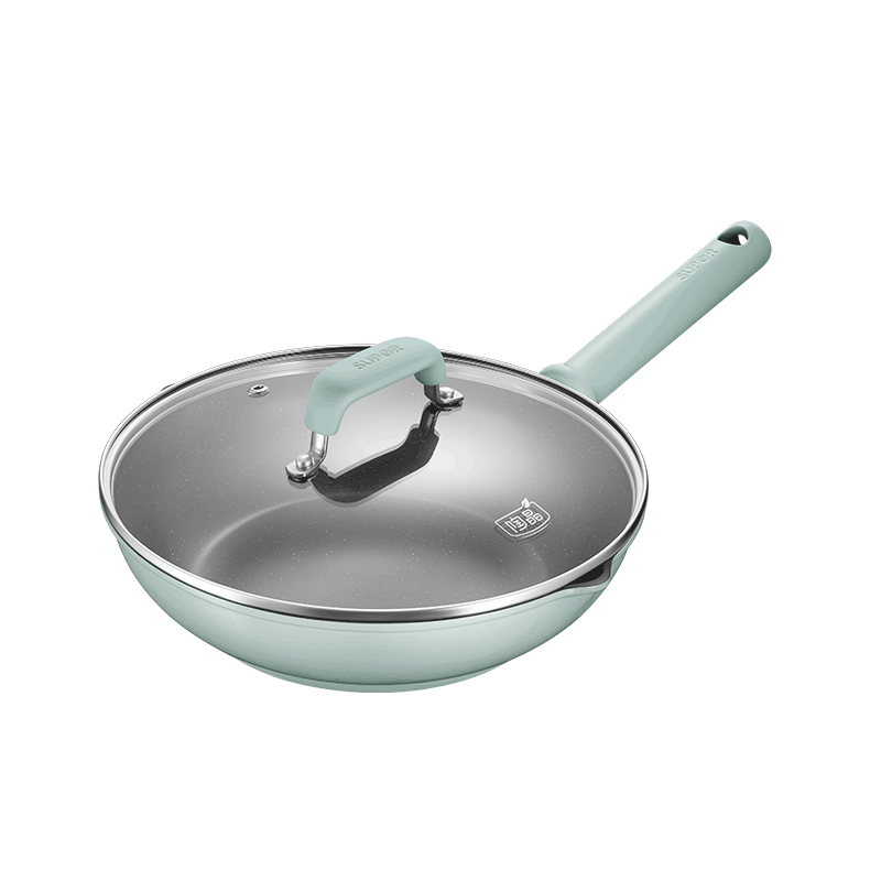 SUPOR Frying Pan, 28cm Titanium Ceramic Coating Non-Stick Oil-Absorbing Flat Bottom Pan, Steak-Friendly Easy-Clean Pan for All Stoves EJ28ATJ02-G