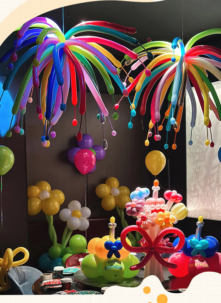 Yanyuji Fireworks Balloons, Long Strip Magic Birthday Party Scene Decoration, First Birthday And Grand Opening Atmosphere Decorations, Set of 50 1