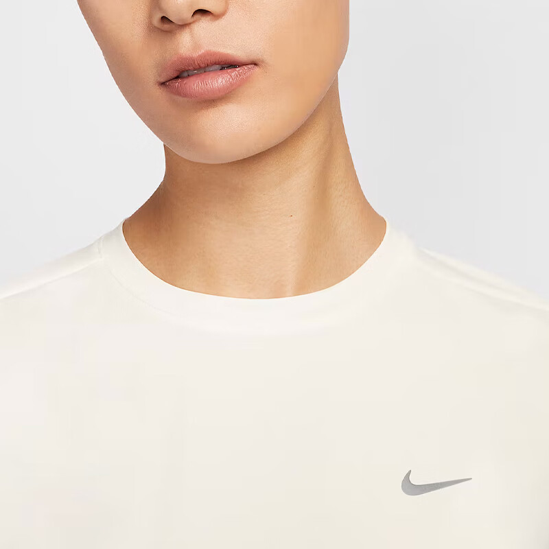 NIKE Women's Short-Sleeve T-Shirt, Knitted Collarless, Sporty Casual, Simple Versatile HM9699-133 White S 3