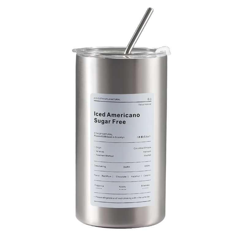 Mongdio American Style Coffee Mug 304 Stainless Steel Direct Drinking Cup Ice King Outdoor Camping Portable Straw Cup Water Bottle