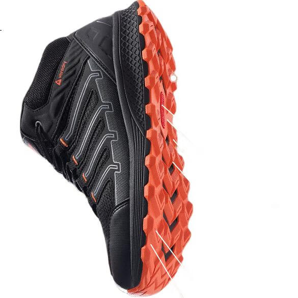 Huwaitegong Hiking Shoes, Fully Waterproof And Non-Slip, Lightweight Outdoor Sports Travel Mid-High Top Mountaineering Shoes H52, Black Orange Color, Size 35