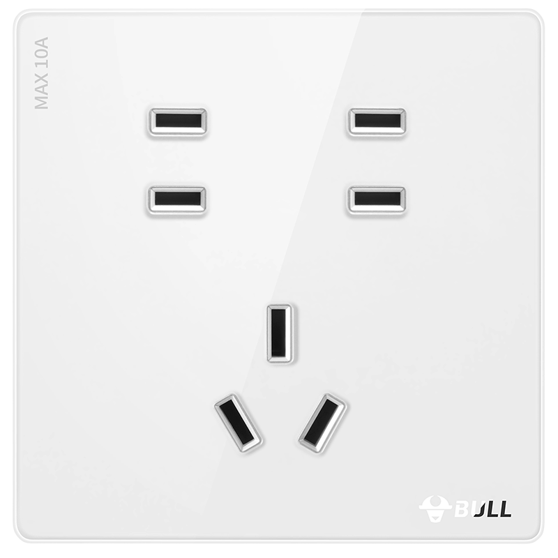 BULL Vintage Switch Socket Acrylic Ultra-thin Panel 10A Seven-hole Socket Panel G70Z323 Pearl White