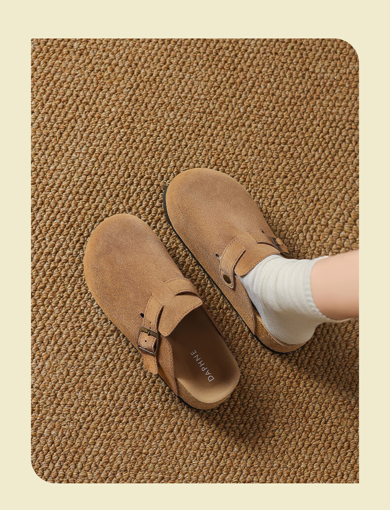 Daphne Birkenstock Women's Summer 2026 New Slip-On Popular Small Height Increase Genuine Leather Outdoor Half Slippers 5