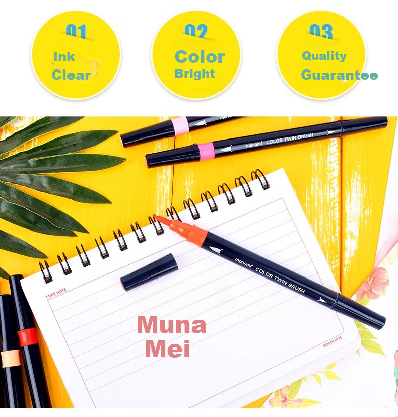 Monami Colorful Showy Brush, Soft Tip, Elastic Journal Brush, English Calligraphy Brush, Macaron 6-Color Set 04038Z06-DP Watercolor Brush 4