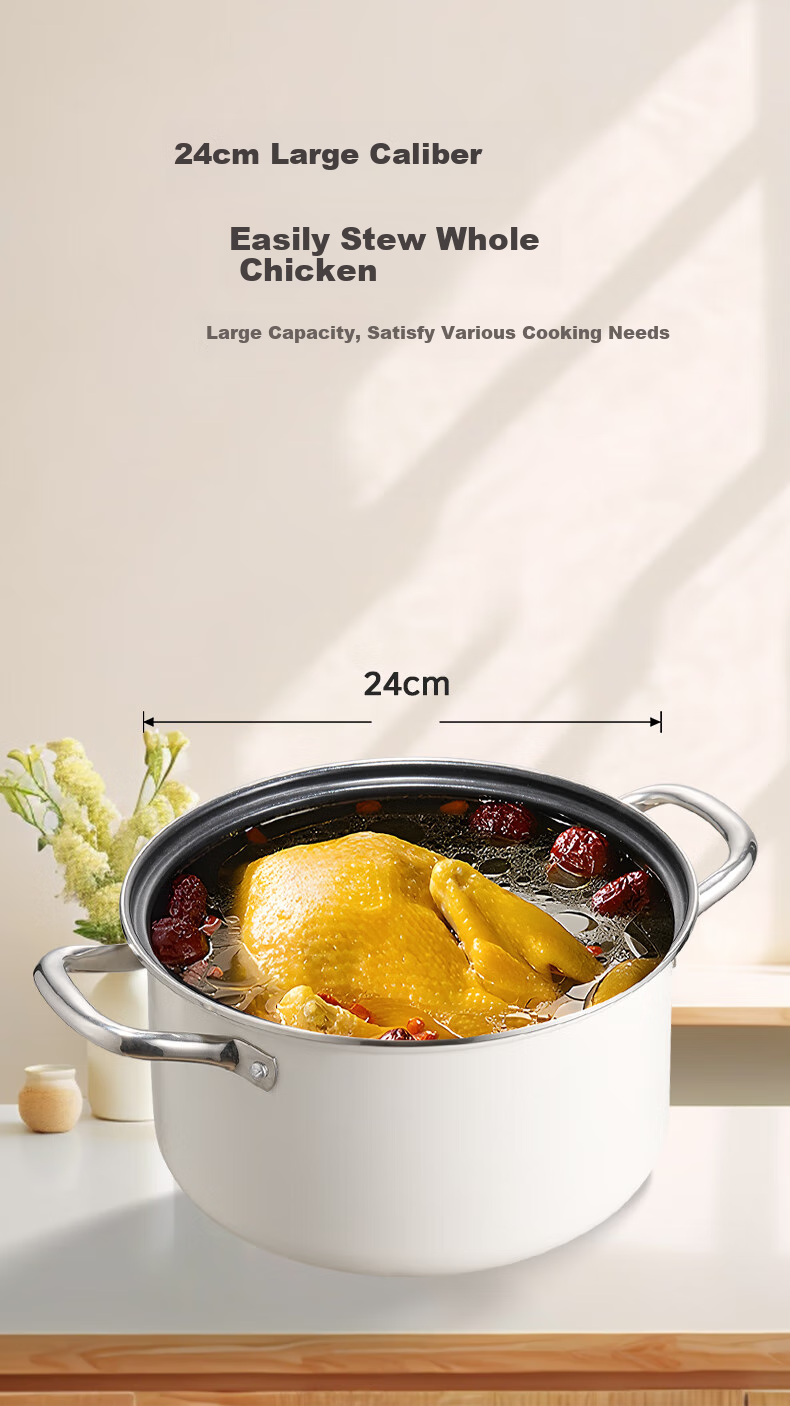 Midea Titanium Ceramic Non-Stick Soup Pot Pressure Stew Cooker Multi-Use Gas and Induction Hot Pot 4