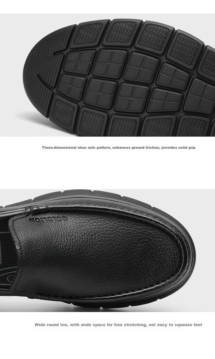 Goldlion Men's Shoes, Leather Shoes, Fashionable Business Casual Shoes, Comfortable Loafers, 55923018401A-Black Size 38 11