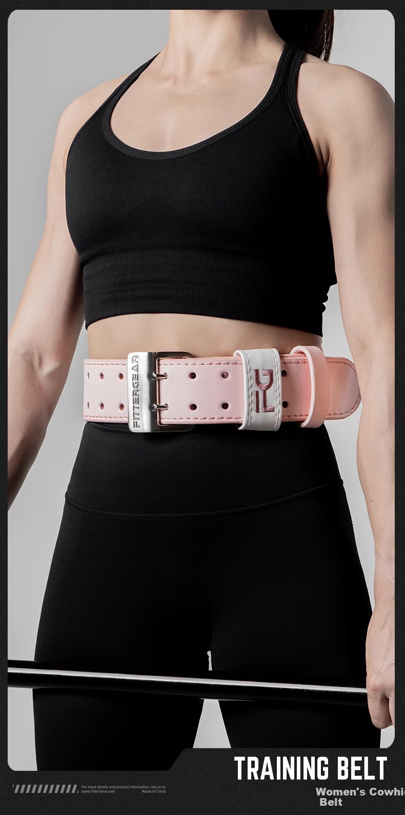 FITTER GEAR Leather Fitness Waist Belt for Women, Professional Weightlifting Strength Training Equipment, Squat And Deadlift Support Gear 2