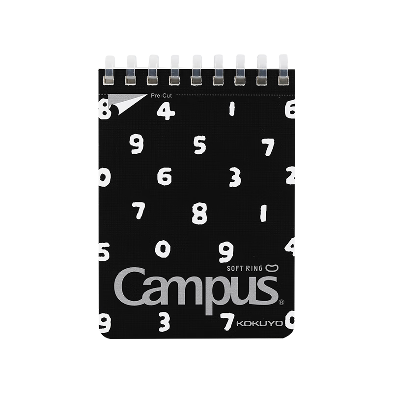 KOKUYO A7/50 Sheets/5mm Dotted Grid SOU·SOU Campus Soft Spiral Notebook, Black, 1 Pack, WSG-SR1XA750