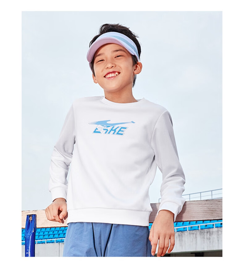 ERKE Kids Boys and Girls Mid-to-Large Child Thickened Basic Crewneck Sweatshirt in Lotus Purple 160 8