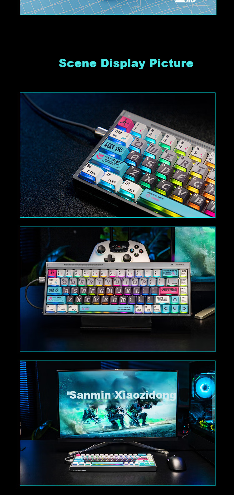 ANTGAMER AGK68 Ink Shadow Magnetic Switch Keyboard with 0.001mm Precision Certification, TTC Blue Snake Magnetic King Switches, Full 256K Scan Rate RGB Multimedia Touch Control 11