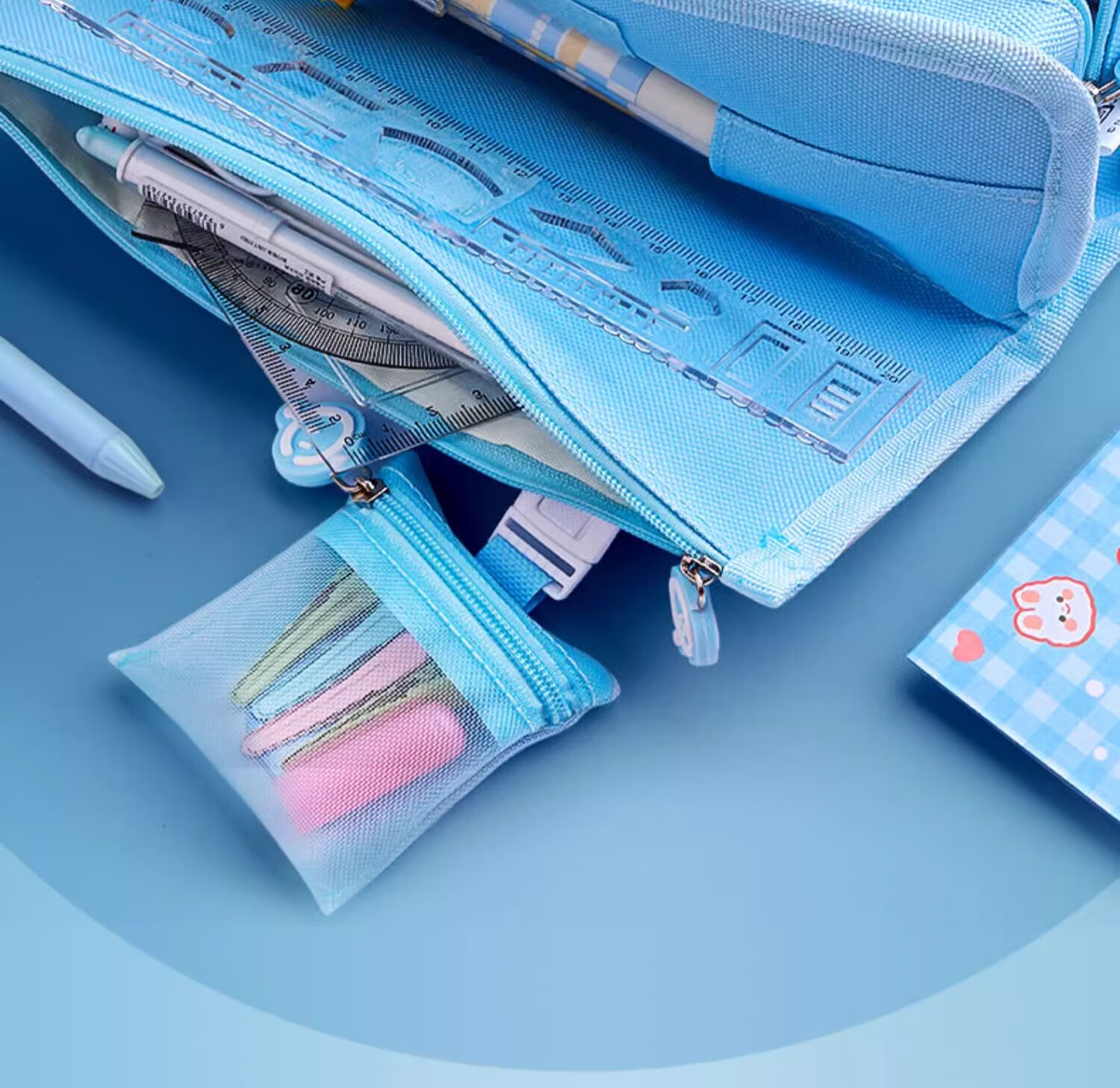 Mingyu Egg Party Pencil Case, Multi-Layer Large Capacity, Elementary School Student Stationery Box, Stylish Pencil Case for Boys And Girls, First Grade Children's Stationery Bag, Birthday Gift 5