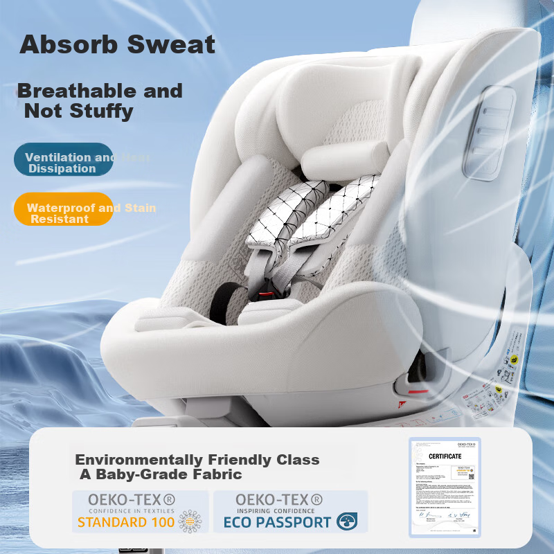 Innokids Child Safety Car Seat for Ages 0-12, Intelligent Ventilation, Heating, 360° Rotation, I-Size Certified IK18, Misty Gray