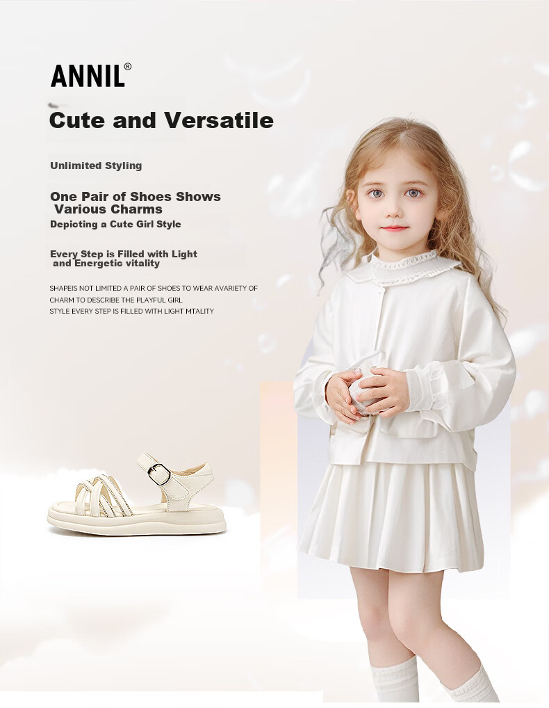 ANNIL Children's Sandals for Girls, 2026 Summer New Style, Soft-Soled Student Open-Toe Breathable Flat Fashion Princess Shoes 6275 2