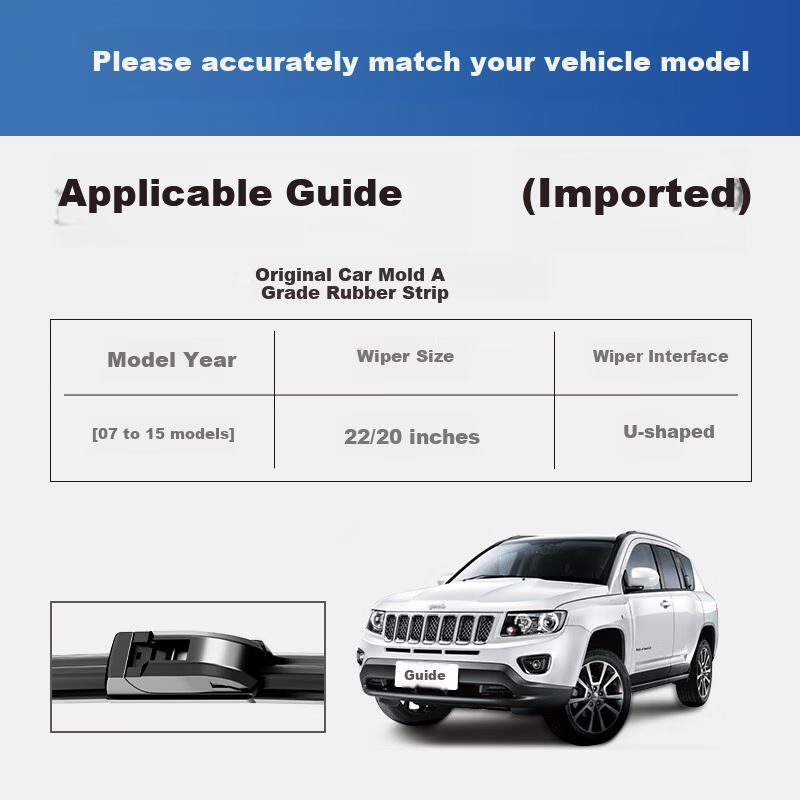Дворники YITU для Jeep Compass (импортные) 2007-2015, резиновые, 2 шт.