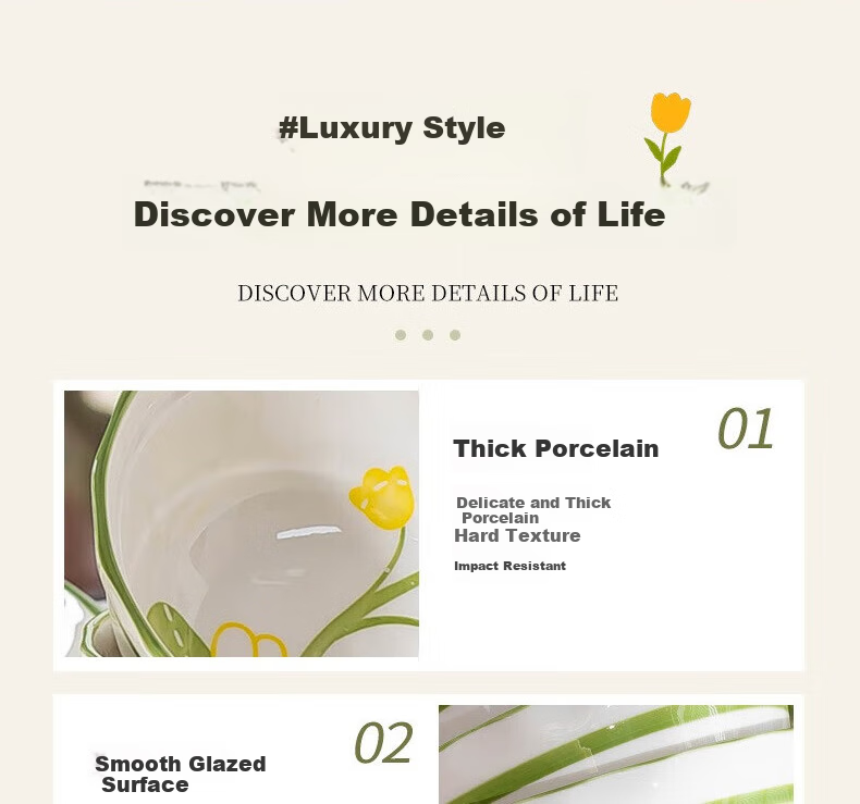 KANGMO Tableware Set, New Home-Use High-Temperature Underglaze Color Fresh Ceramic Bowls And Plates, Complete Dinnerware Set, Lily of The Valley Rabbit Design, 18 Pieces 17