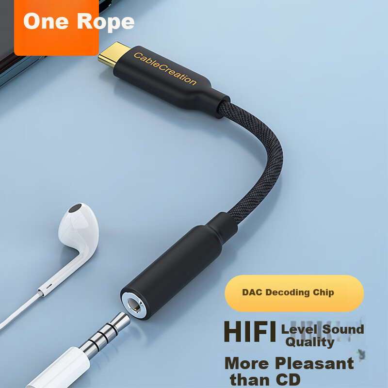 CABLE CREATION CD0707-G, Type-C to 3.5mm Audio Headphone Adapter, USB-C Converter, Two-In for Music And Calls, Compatible with Apple 15/16 And Huawei Mate60Pro