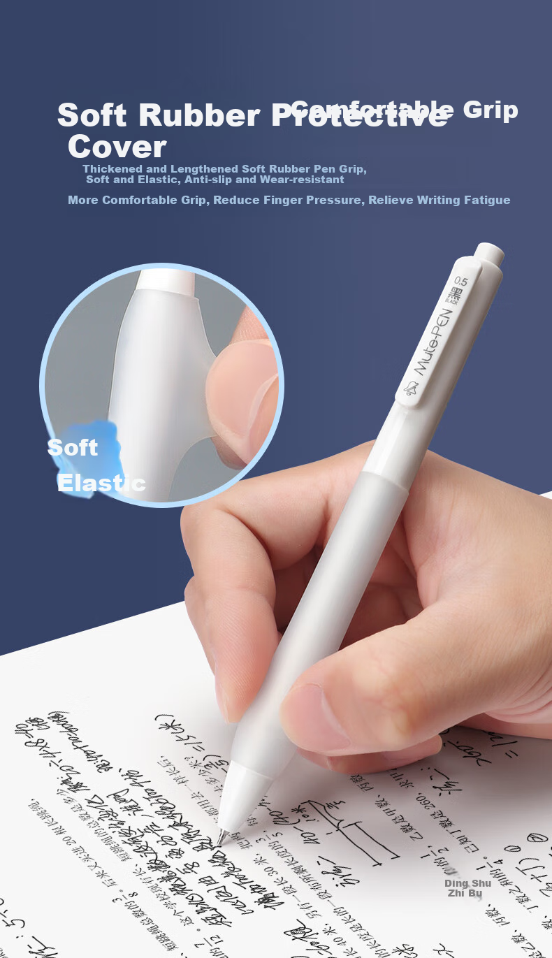 BAOKE PC1949 Silent Retractable Gel Pen, 0.5mm Black AS Tip, White Barrel, Exam Pen, Signature Pen, 12 Pens/box 5