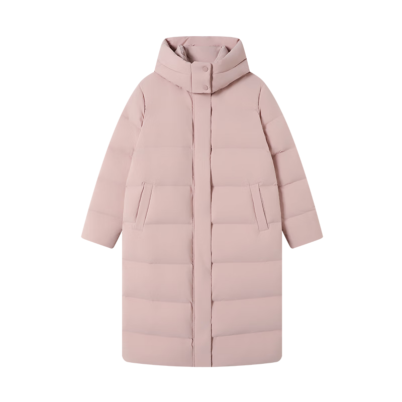 JD Jingzao Women's 90% Duck Down Puff Mid-Length Fashionable Versatile Winter 2025 Thick Coat Soft Mist Pink L