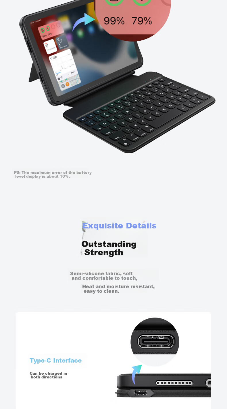 Houhou IPad Mini 7 Keyboard Case, Mini 6 Keyboard Protective Cover, Two-In Magnetic Detachable Rotatable Multifunctional Protective Case, Specially Designed for 8.3-Inch, White 16