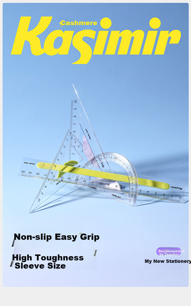 Kasimir Ruler for Primary School Students, Multi-Functional Triangle Measuring Tool, Soft Ruler, Anti-Nearsightedness Geometry Drawing Hollow High-Precision Drawing Ruler, 15cm Straight Edge Triangle Ruler 1