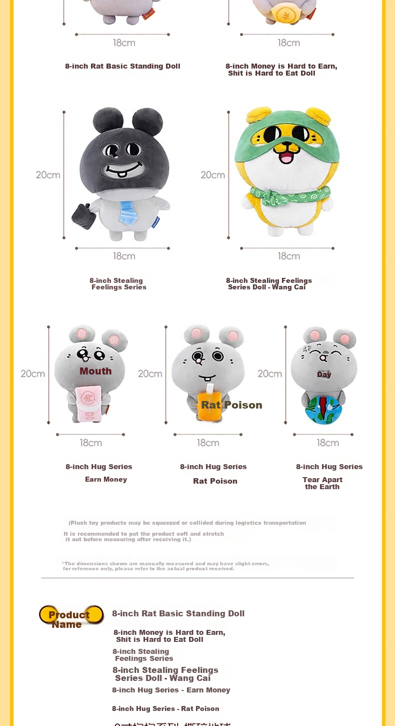 Youyou Official American Girl And Hamster Plush Doll Accessories, Cute Doll Toys, Gifts for Boys And Girls, Sleeping Hugging Dolls 8