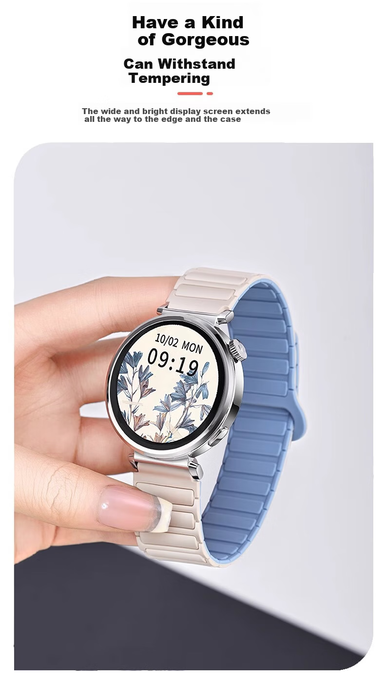 Iboann Compatible with Huawei GT5/GT6 Watch Band for Women, Magnetic Silicone Strap for GT6 PRO, Herringbone Pattern Summer Mint Fresh Women's Watch GT5Pro Wristband 42mm 5