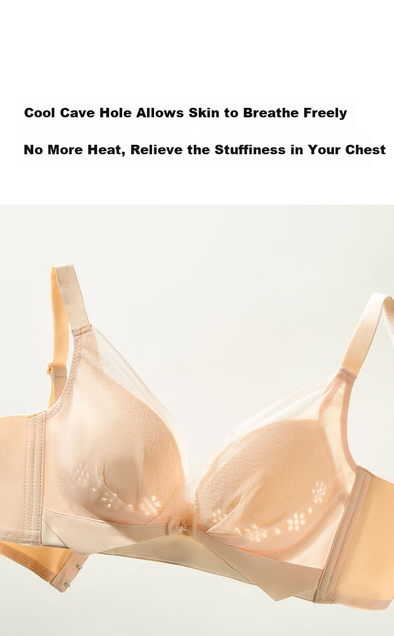 Bandgewoo Push-Up Bra for Women, Pure Desire Lace Seamless Wireless Thin Breathable Anti-Sagging Lift Invisible Brassiere 2