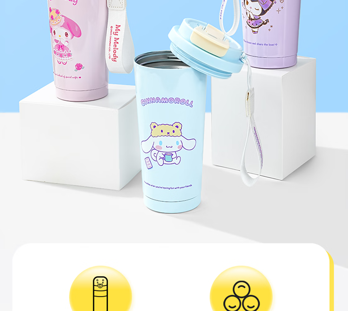 MINISO Hello Kitty Leshi Dual-Drinking Series 304 Stainless Steel Children's Insulated Cup, 360mL 2