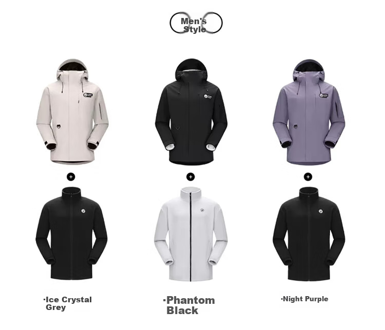 CAMEL Outdoor Waterproof, Windproof And Breathable Jacket for Men And Women, Three-In Fleece-Lined Warm Mountaineering Coat 52