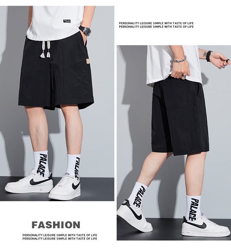 JEEP SPIRIT Men's Shorts, Summer Ice Silk Thin Mid-Length Pants, High-End Casual Five-Point Shorts, American-Style Sports Quick-Dry Pants 8
