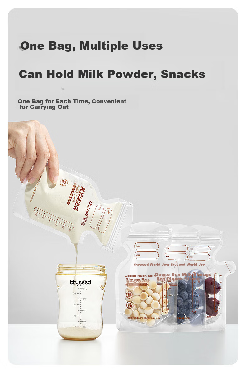 Shixi Transparent Breast Milk Storage Bags, Disposable Small Portable Breast Milk Storage Bags for Formula, 200ml*30 Pieces 8