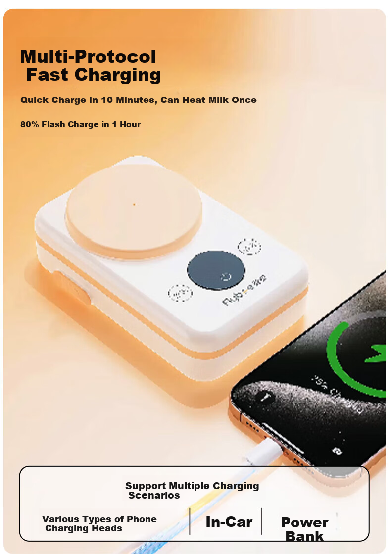Feibi Pocket Pure Titanium Wireless Portable Milk Warmer, Baby On-The Hot Water Milk Warmer, Wireless Milk Warmer, Breast Milk Warming Device 20