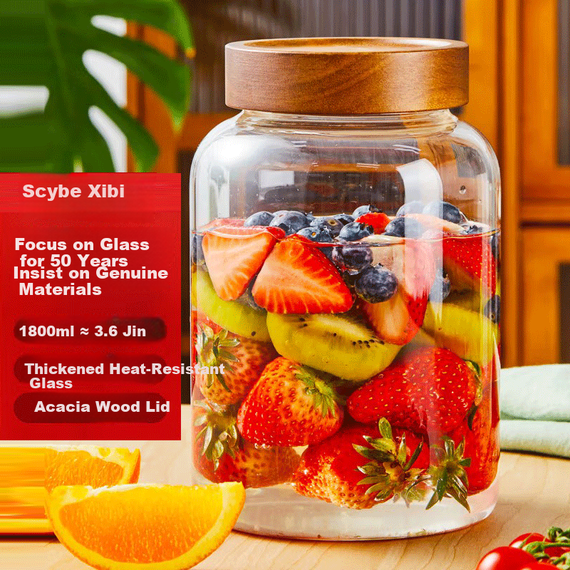 Scybe Infusion Jar, Airtight Container, Heat-Resistant Glass Sealed Jar, Specialized Bottle for Infusing Liquor, Pickling Glass Jar, Lusi 1800ml