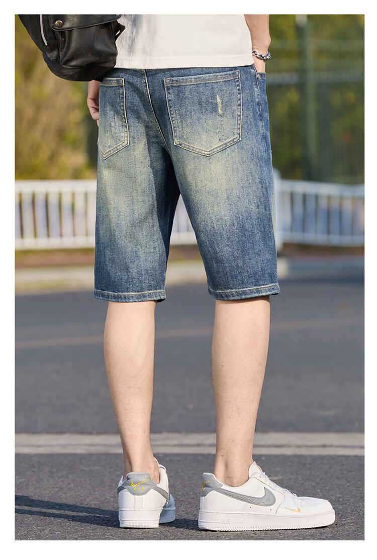 JEANSWEST OUTDOOR Men's Shorts, Summer Casual Breathable Comfortable Denim Knee-Length Pants, Trendy Fashion Outdoor, Faded Blue, Size 29 14