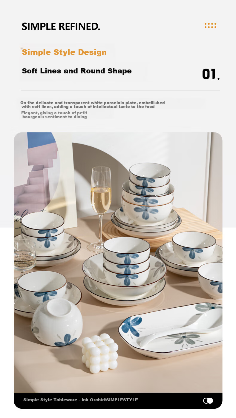 KANGQIN Underglaze Color High-Quality Tableware Set, Housewarming Bowl Plate And Dish Set, Home Use, Mole 12-Person Dining Set, Upgraded Casserole Gift Box 4