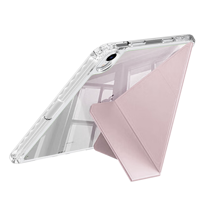 Smorss Y-Fold Magnetic Detachable Transparent Acrylic Case for iPad Mini 7/6 8.3-inch A17 Pro Chip Pink