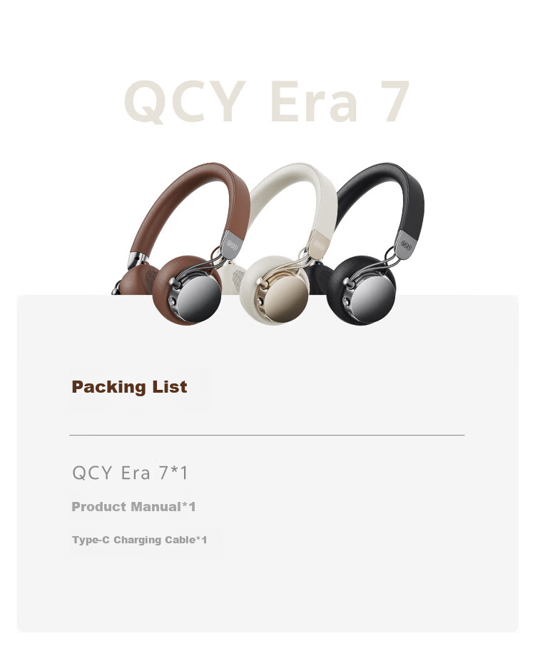 QCY Era 7 Retro Wireless Bluetooth Headphones, Celebrity-Style Fashion Digital Headwear, Milkshake White 9