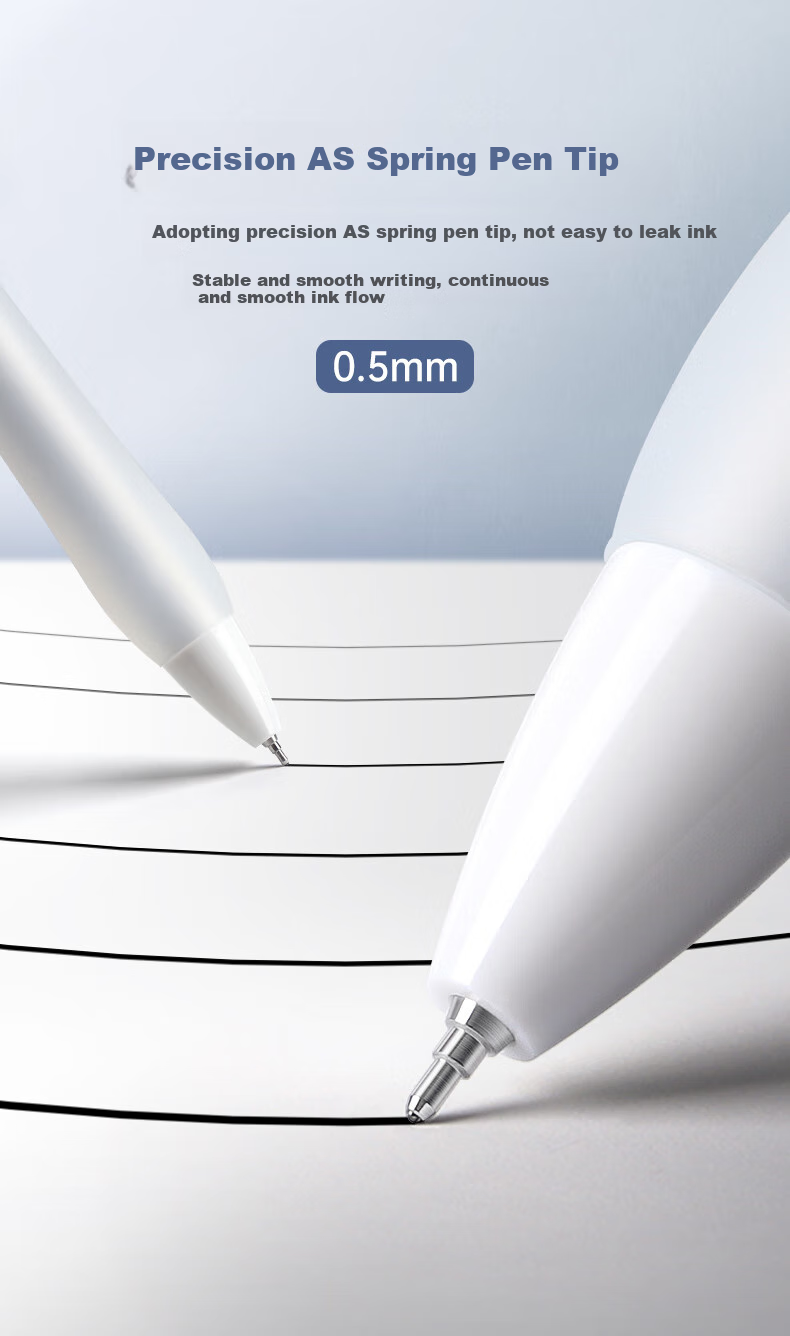 BAOKE PC1949 Silent Retractable Gel Pen, 0.5mm Black AS Tip, White Barrel, Exam Pen, Signature Pen, 12 Pens/box 4