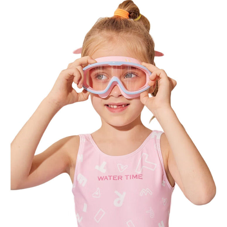 Детские очки для плавания WATERTIME, водонепроницаемые, с защитой от запотевания, большие, для мальчиков и девочек, розовый