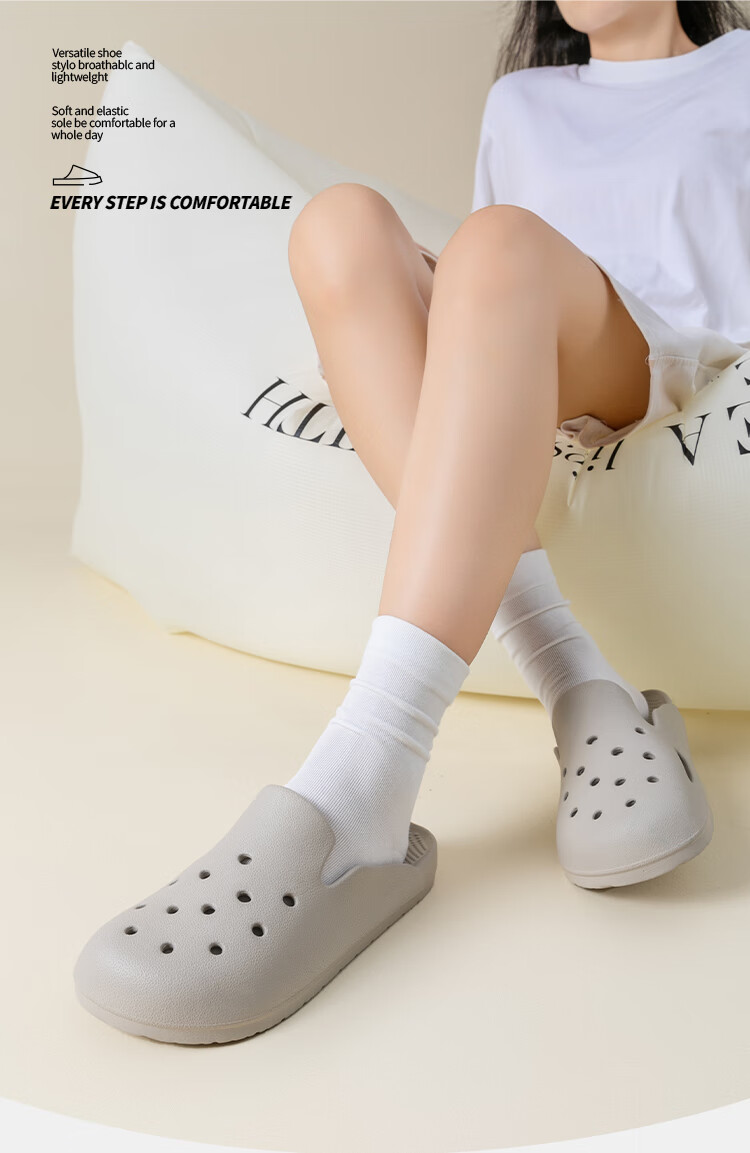 Home Story × Jingdong Co-Branded EVA Odor-Resistant Ultra-Soft Perforated Slippers for Children, Yellow, Size 31-32 1