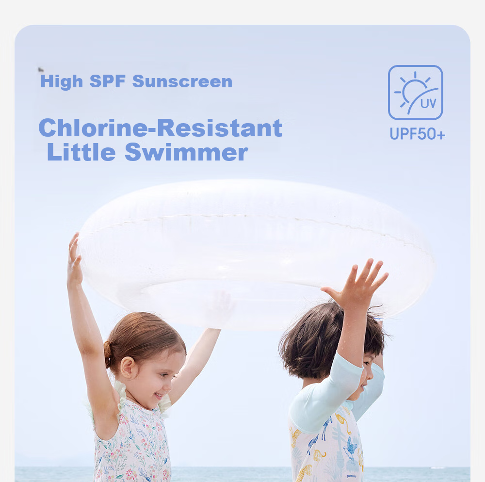 YEEHOO Children's One-Piece Swimsuit, Short-Sleeve Swimwear for Boys And Girls, Hot Spring Bathing Suit, Summer Sun Protection Swimwear, UPF50+ 2