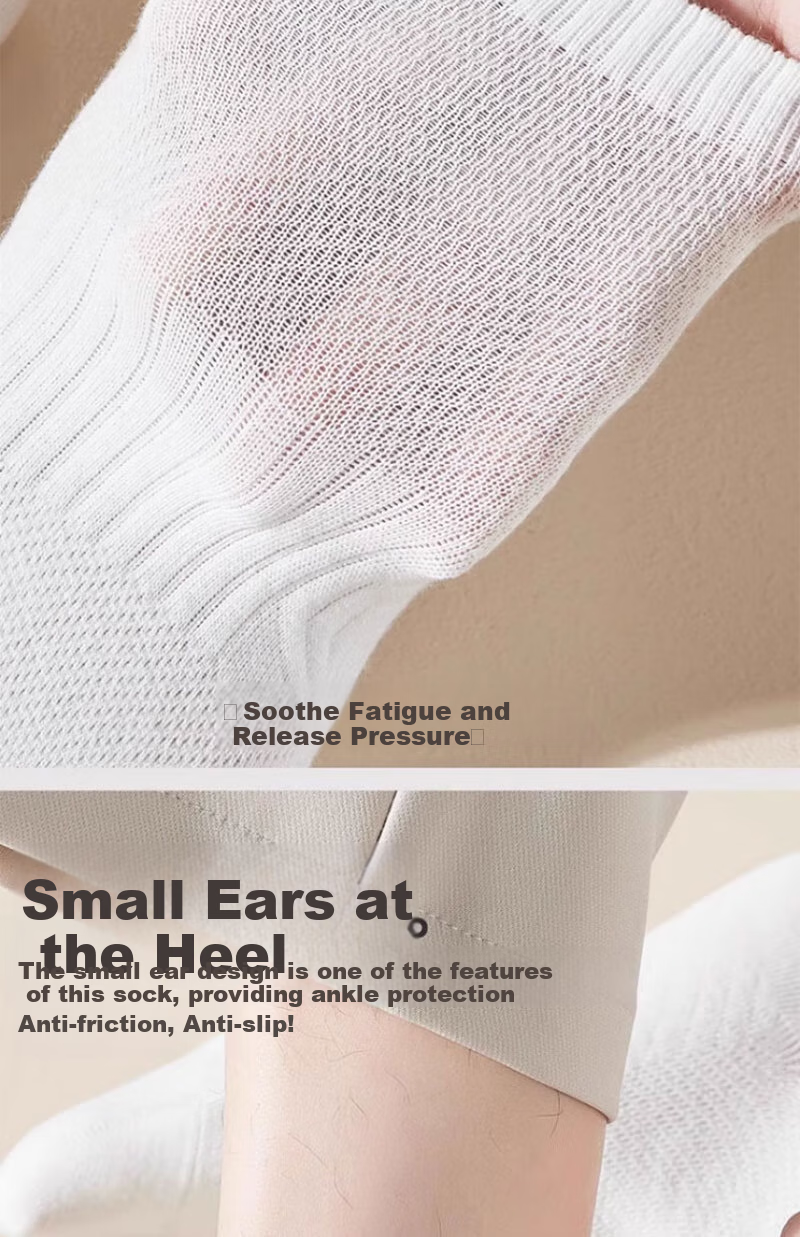 Mianmanman Men's Short Socks with Ear Loops, Summer Thin Black And White Antibacterial Deodorant Xinjiang Cotton Breathable Low-Cut Boat Socks, 10 Pairs 9