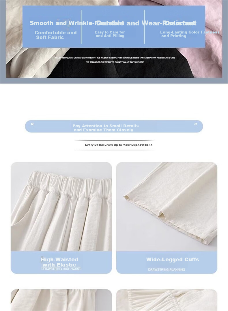 LangSha Milk Puff Mountain Pants for Women, New Spring And Summer High-Waist Draping Slimming Casual Loose Relaxed Textured Wide-Leg Trousers 7