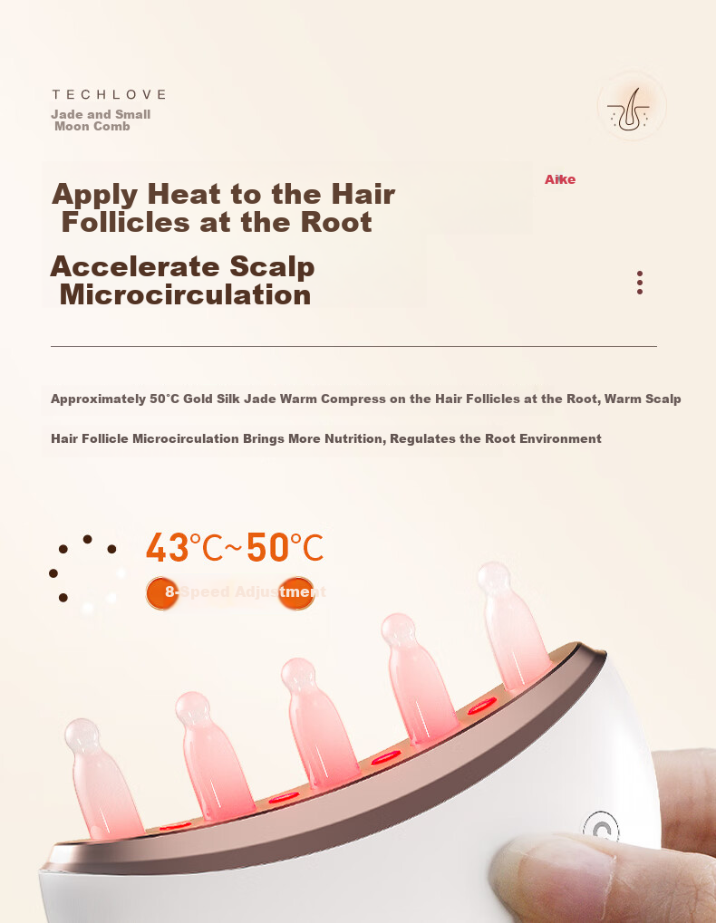 Keaiyuansu Small Moon Comb Gift Box Edition, Red Light Stimulating Comb for Hot Compress Head And Scalp Massage Meridian Comb, Hair Health Comb with Five-Finger Wide Teeth, Mid-Autumn Festival Gift for Parents Or Girlfriend, Practical Present 8
