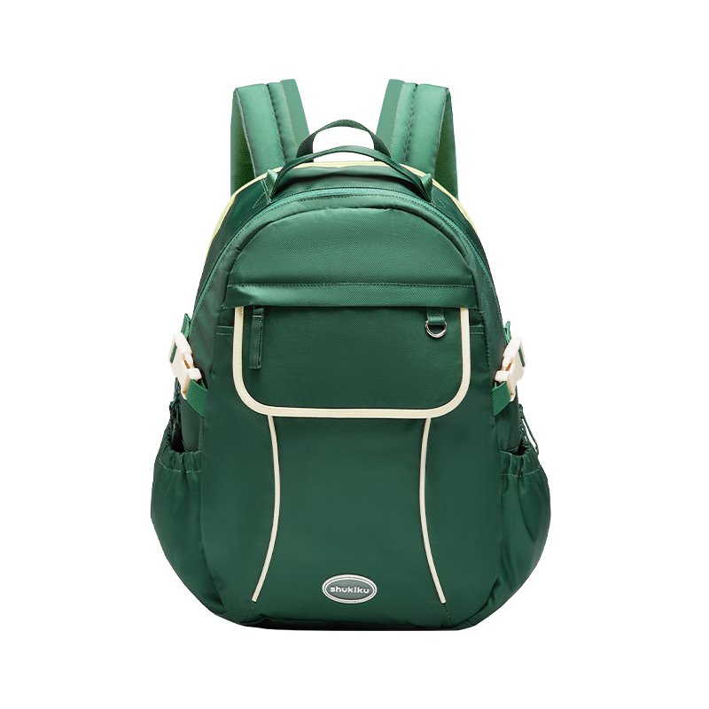 SHUKIKU Energetic Junior High and High School Students Simple Lightweight Ball Bag Double Shoulder Backpack Youth Casual Bag Grass Green L