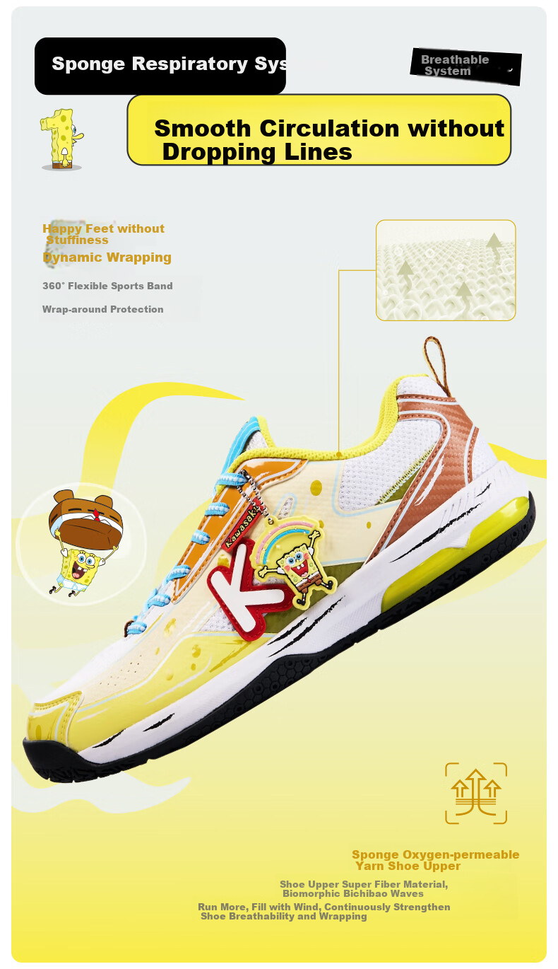 KAWASAKI Badminton Shoes SpongeBob SquarePants Collaboration Edition Sports Shoes for Men And Women C32026 Blue-Squid Brother Size 42 4