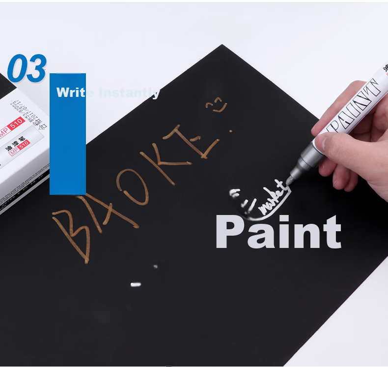 BAOKE MP510 White Oil-Based Marker Pen, Signature Pen, Check-In Pen, Note-Taking Pen, Graffiti Pen, 12 Pens/box 8