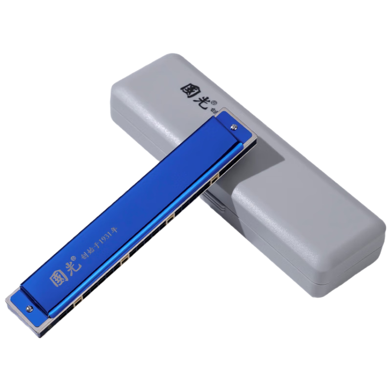 Guoguang Professional Performance Imported Harmonica, 24-Hole Limited Edition, Polyphonic C Key Harmonica (Sapphire Blue)
