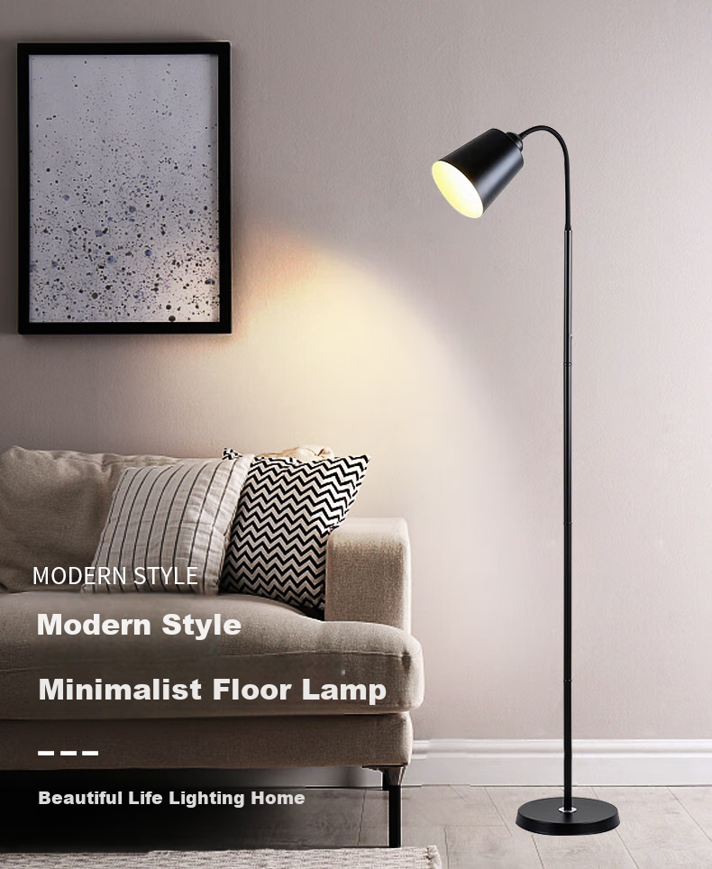 ZIDENG Floor Lamp for Living Room And Bedroom, Creative Bedside Lamp, Modern Minimalist Internet-Famous Study LED Standing Light Fixture 1