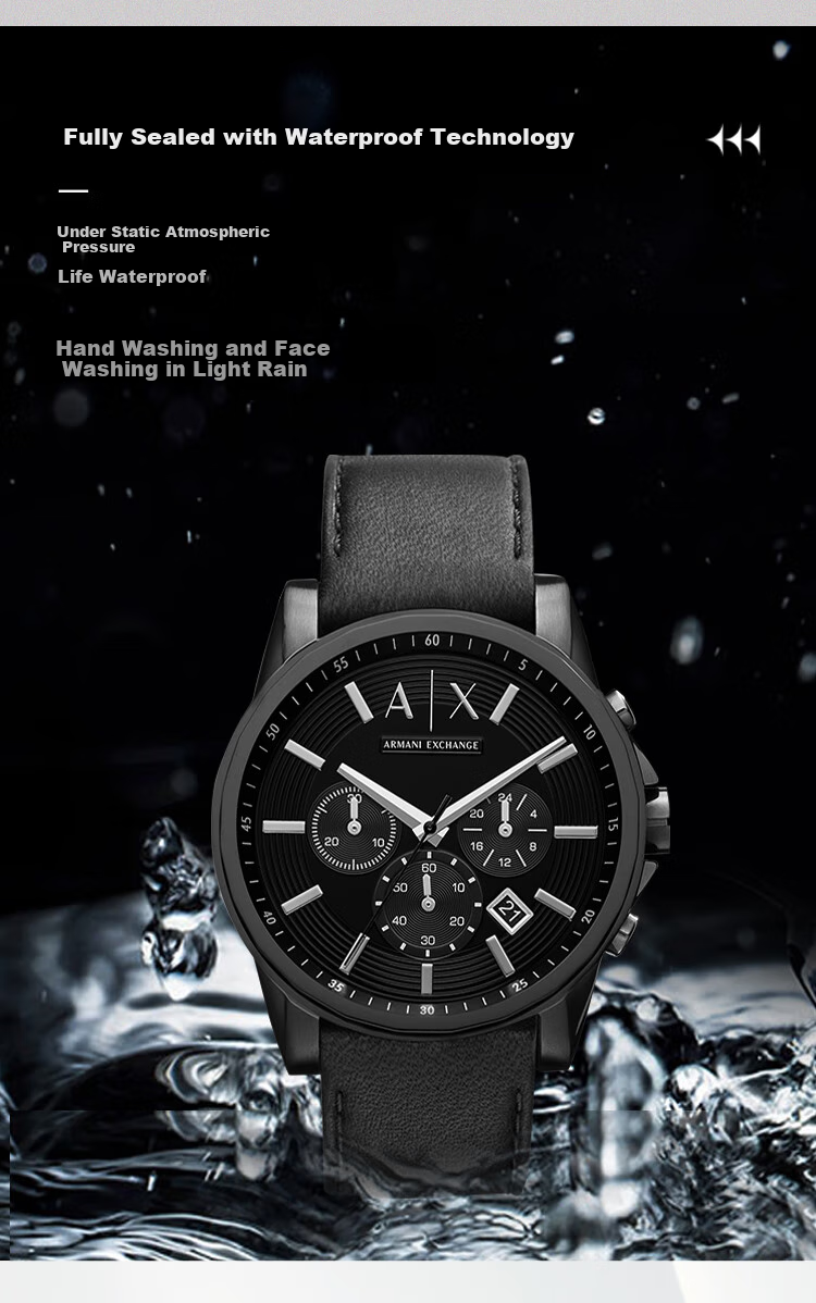 ARMANI EXCHANGE Men's Black Knight Three-Eye Dial Quartz Wristwatch, Gift for Men AX7105 Father's Day 1